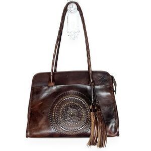 Patricia Nash Tooled Leather Paris Satchel Studded Detail‎